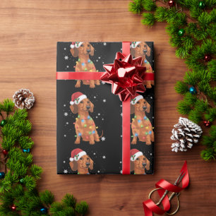 Papel De Regalo Perros Dachshund Árbol Navidad Xmas Mascota Perro 