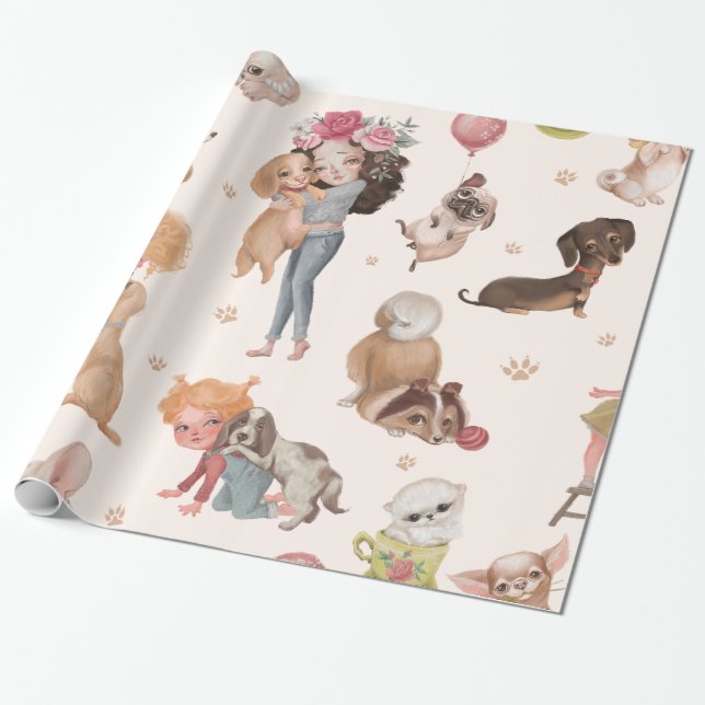 Papel De Regalo Perros de amor (Desenrollado)