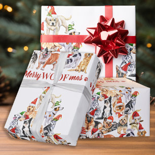 Papel De Regalo Perros de árbol de navidad de merry Woofmas Perro 