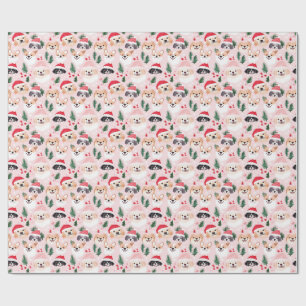 Papel De Regalo Perros de Navidad Rosados