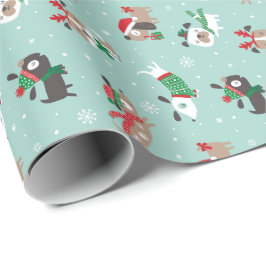 Papel De Regalo Perros de navidades con menta