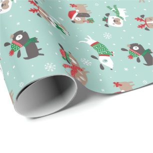 Papel De Regalo Perros de navidades con menta