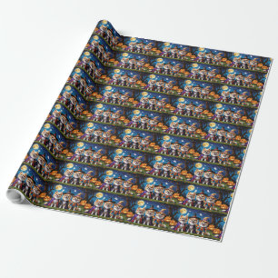 Papel De Regalo Perros de Pomerania Calabaza Halloween Gracioso
