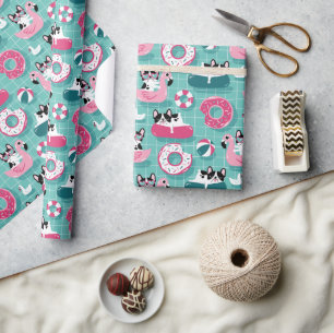 Papel De Regalo Perros Divertidos En La Playa Flamencos