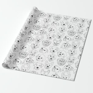 Papel De Regalo Perros Doodle Por Todo El Dibujo De Línea De Impre
