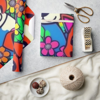 Papel De Regalo Perros encantadores perros coloridos mascotas vibr