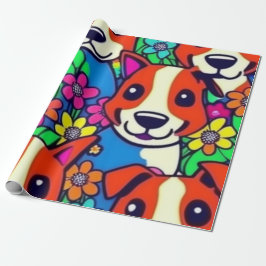 Papel De Regalo Perros encantadores perros coloridos mascotas vibr