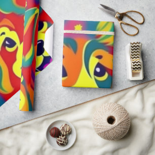 Papel De Regalo Perros encantadores perros coloridos mascotas vibr