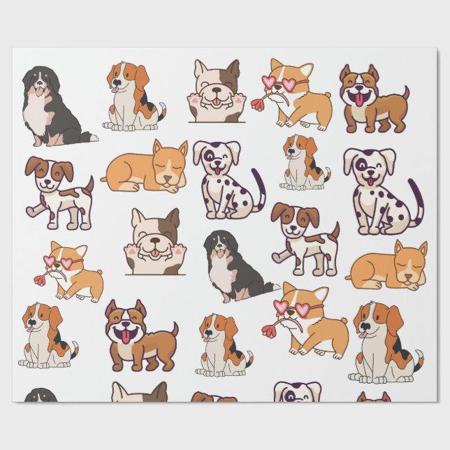 Papel De Regalo Perros felices (Superficie plana)