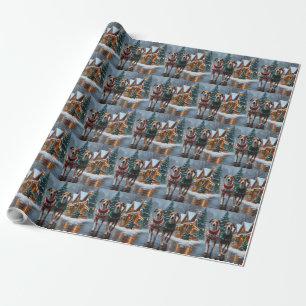 Papel De Regalo Perros Greyhound Navidad Nieve Fiesta