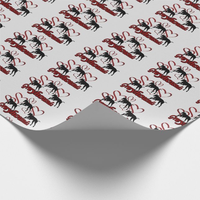 Papel De Regalo Perros Greyhound Y Corazón Rojo    (Esquina)