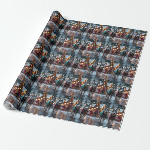 Papel De Regalo Perros Husky Siberiano Navidad Nieve Fiesta 