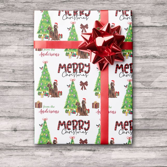 Papel De Regalo Perros irlandeses y árboles de Navidad (Subido por el creador)