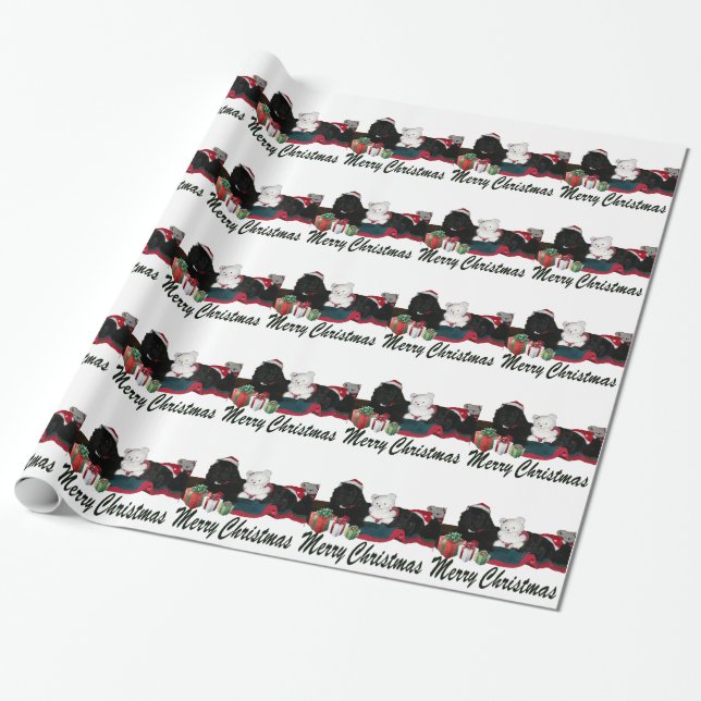 Papel De Regalo Perros lindos de Terranova en el navidad (Desenrollado)