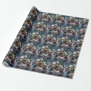 Papel De Regalo Perros Malti Tzu Navidad Nieve Fiesta