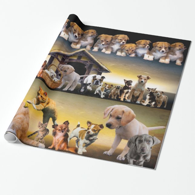 Papel De Regalo Perros Mascotas Infinity Cats Cachorros Cristales  (Desenrollado)