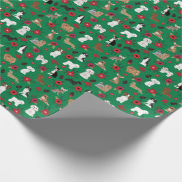 Papel De Regalo Perros Navidades Poinsettia Envoltura de regalo