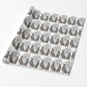 Papel De Regalo Perros negros y tan doberman