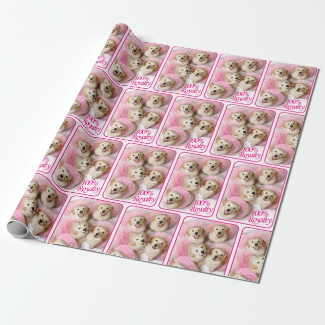 Papel De Regalo Perros princesos en Tiaras (Desenrollado)