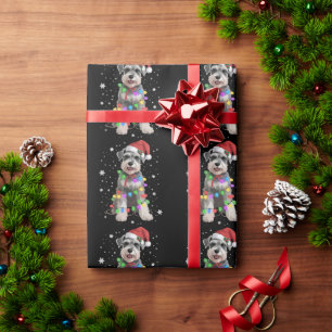 Papel De Regalo Perros Schnauzer Árbol Navidad Xmas Mascota Animal