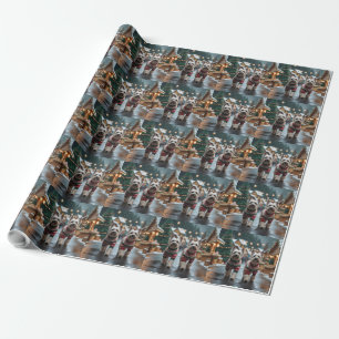 Papel De Regalo Perros Terrier Tibetano Navidad Nieve Fiesta