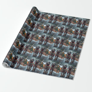 Papel De Regalo Perros Wired Haired Pointing Griffon Navidad Nieve