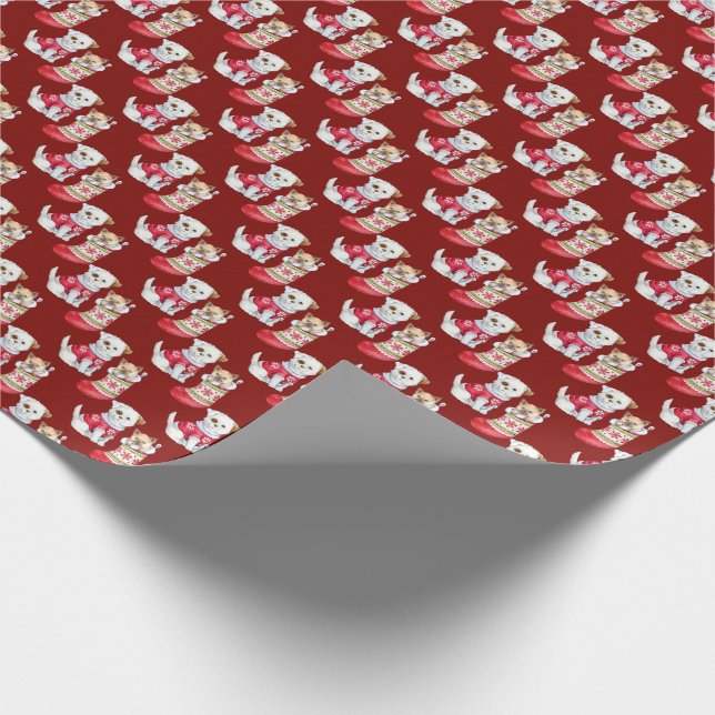 Papel De Regalo Perros y gatos de Navidad (Esquina)