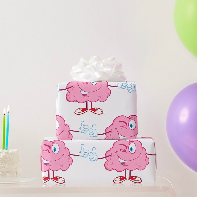 Papel De Regalo Personaje de dibujos animados divertido con cerebr (Subido por el creador)