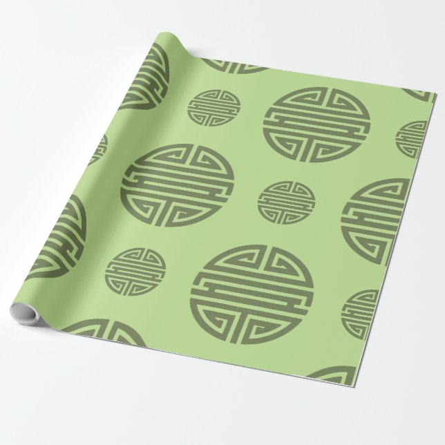 Papel De Regalo Personaje de longevidad de Jade Green Chinese Shou (Desenrollado)