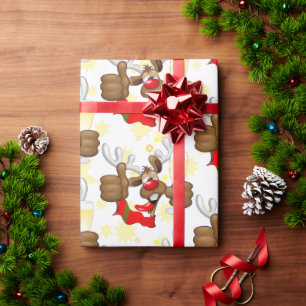 Papel De Regalo Personaje de Navidades divertidos renos ebrios