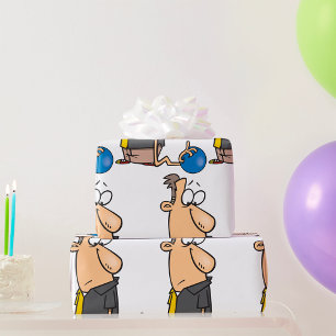 Papel De Regalo Personaje divertido de bolos triste con bola de bo