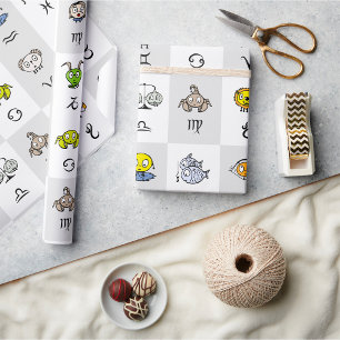 Papel De Regalo Personajes divertidos del zodíaco astrológico
