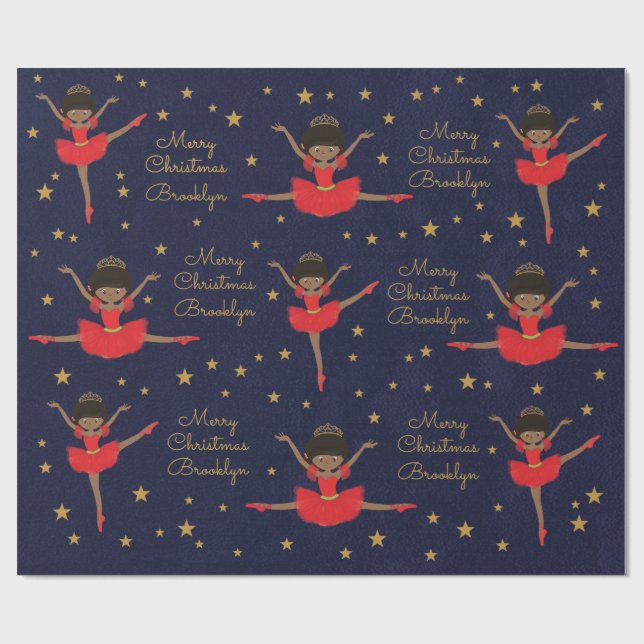 Papel De Regalo Personalice a Ballerina, Navidades afroamericanos (Superficie plana)