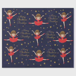 Papel De Regalo Personalice a Brunette Navidades Ballerina