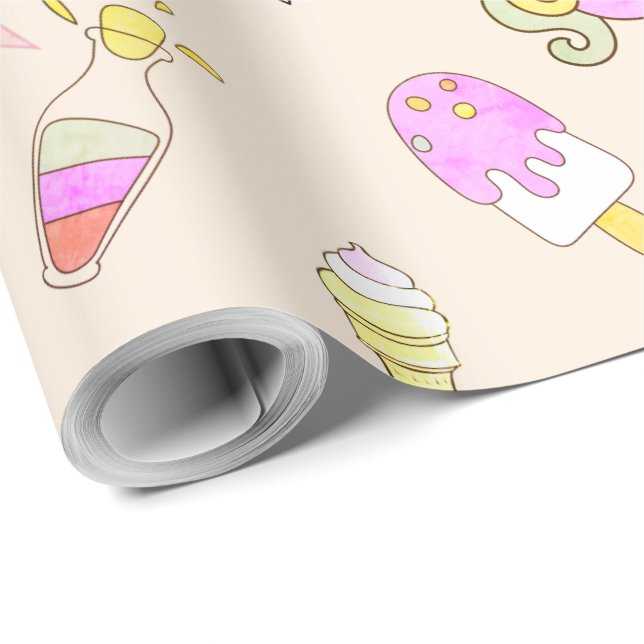 Papel De Regalo Personalice a la fiesta de cumpleaños conocida del (Esquina del rollo)