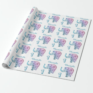 Papel De Regalo Personalice el 1r elefante del cumpleaños