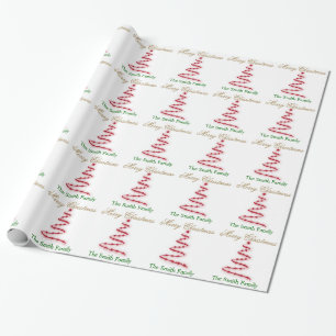 Papel De Regalo Personalice el árbol de navidad rojo moderno