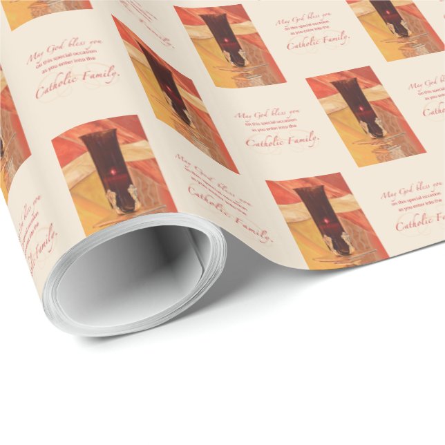 Papel De Regalo Personalice, RCIA felicita, católica, roja (Esquina del rollo)