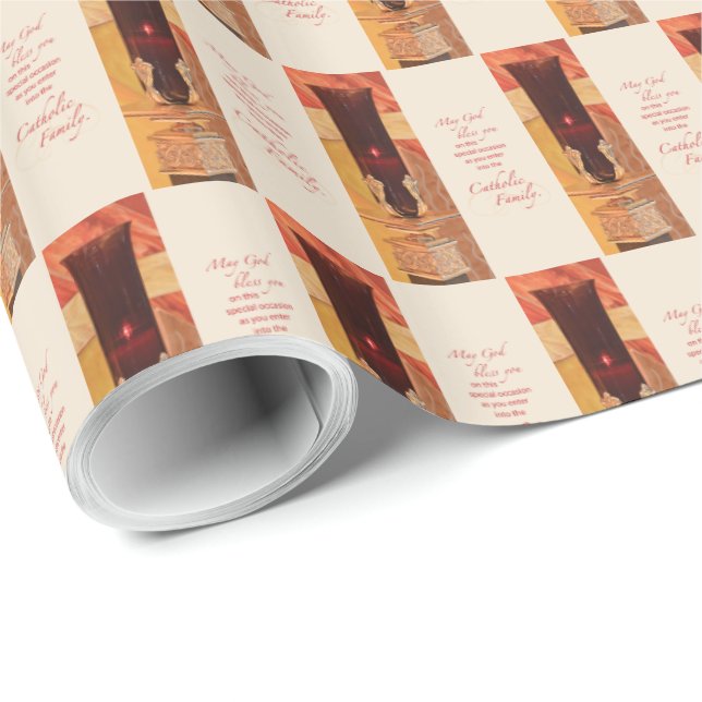 Papel De Regalo Personalice, RCIA felicita, católica, roja (Esquina del rollo)