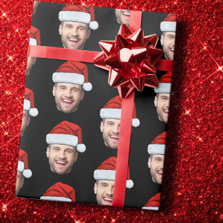 Papel De Regalo Personalised Black Face Santa Hat Gift Wrap