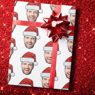 Papel De Regalo Personalised Face Santa Hat Gift Wrap