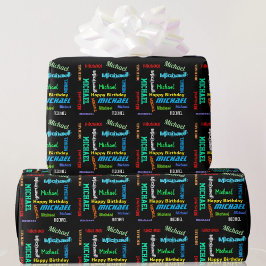 Papel De Regalo Personaliza a los hombres a repetir su nombre feli