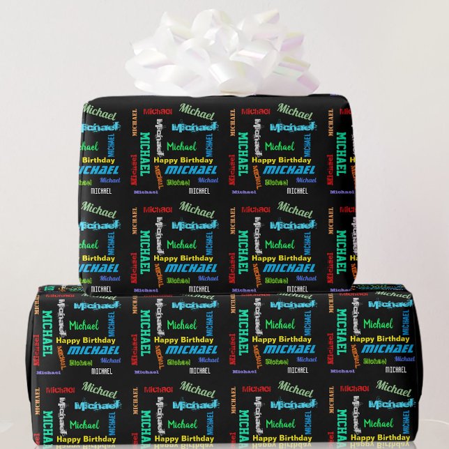 Papel De Regalo Personaliza a los hombres a repetir su nombre feli (Subido por el creador)