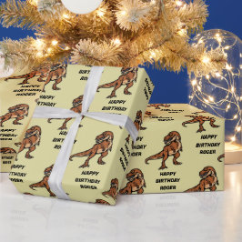 Papel De Regalo Personaliza el cumpleaños del dinosaurio T-Rex Tyr