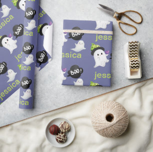 Papel De Regalo Personaliza el Fun Halloween Ghost & Boo Pattern