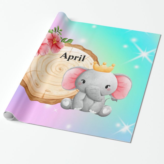 Papel De Regalo ¡Personaliza el nombre del póster del elefante! (Desenrollado)