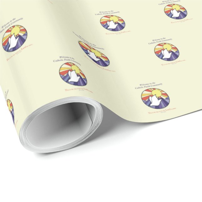 Papel De Regalo Personaliza el nombre, RCIA Dove Circle en amarill (Esquina del rollo)