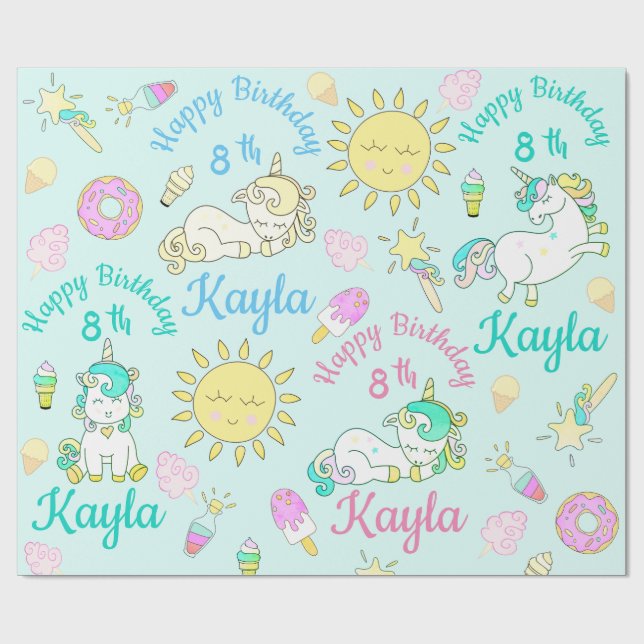 Papel De Regalo Personaliza el nombre y la edad Fiesta de cumpleañ (Superficie plana)