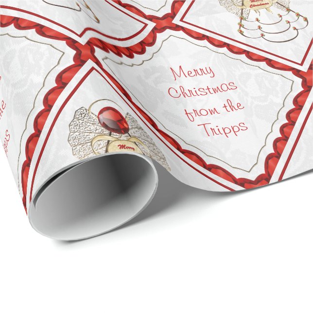 Papel De Regalo Personaliza - Filigree Feliz Ángel de Navidad (Esquina del rollo)