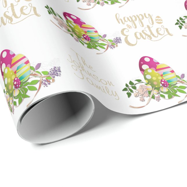 Papel De Regalo Personaliza la Pascua Feliz (Esquina del rollo)